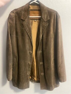 Andrew Marc Brown Suede Leather Jacket